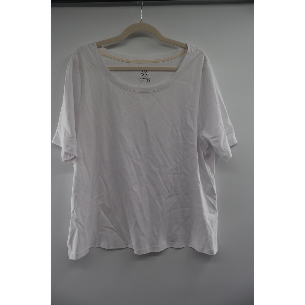 Isaac Mizrahi Live Essentials Plus Size 1X White Scoop Neck Cotton Tee